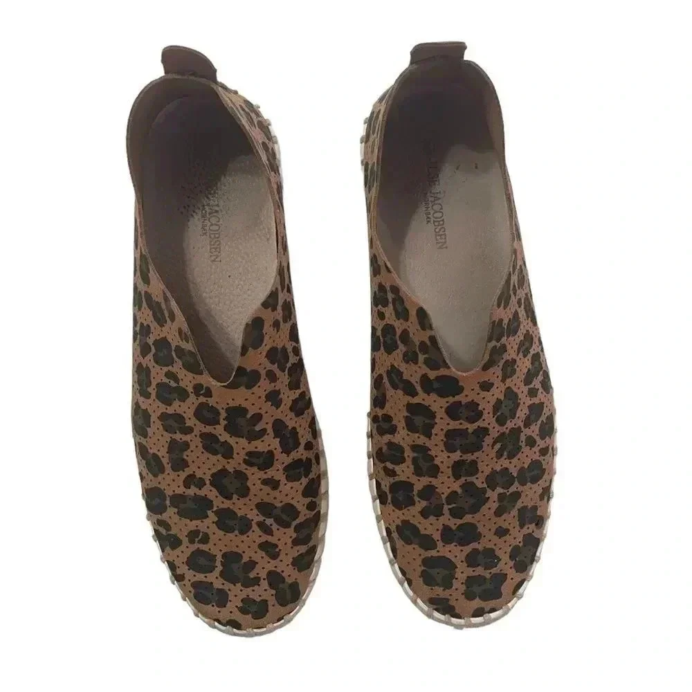 Ilse Jacobsen Leather Slip On Shoes Flats Loafers Leopard Print Size 40 - Picture 3 of 11